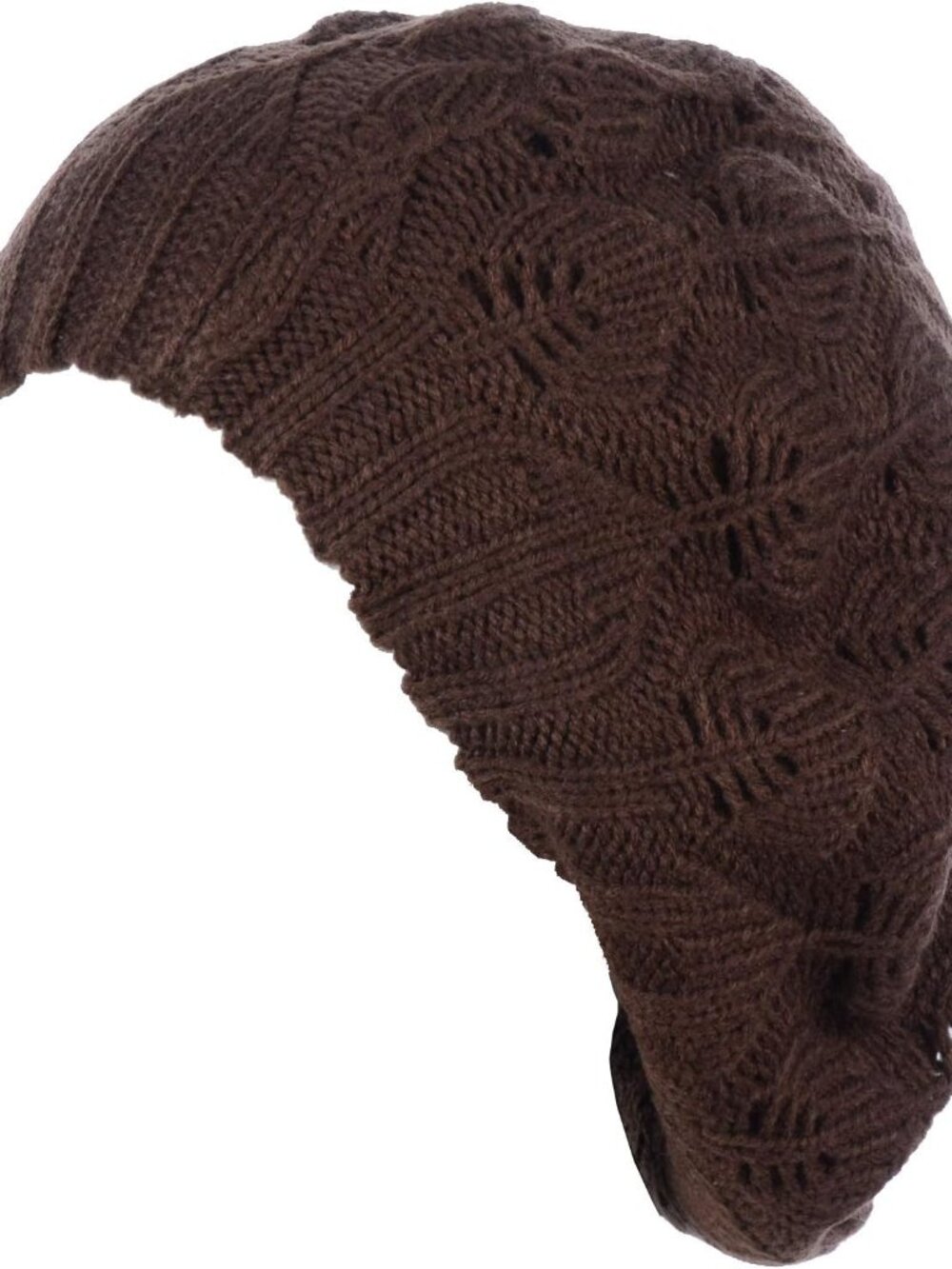 BYOS Women Mid-Weight Slouchy Leafy Cutout Crochet Soft Knit French Beret Hat